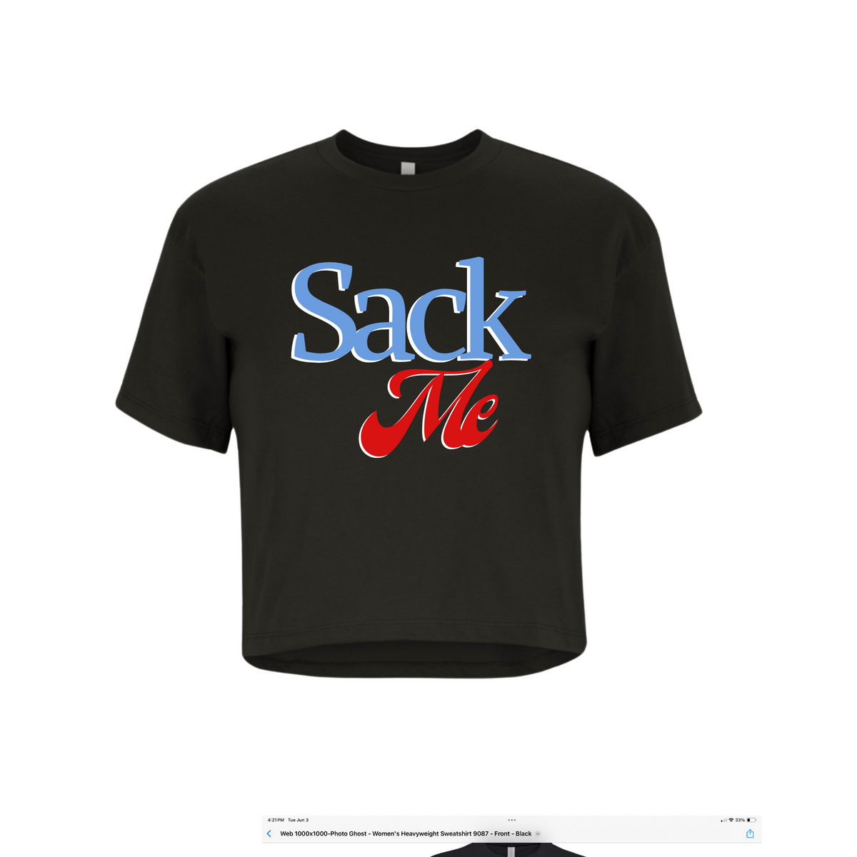 SACK ME | CROPPED BOX T-SHIRT | BLUE AND RED CHIC LOVE