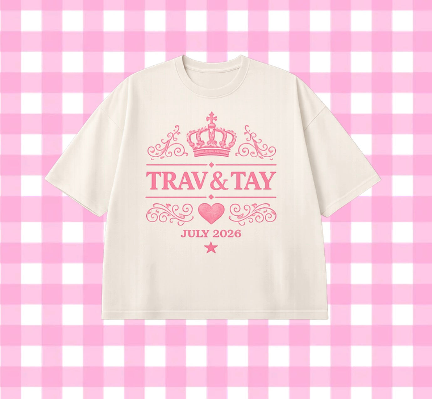 TRAV + TAY CROWN CREAM AND PINK T-SHIRT | FOOTBALL LOVE STORY COLLECTION