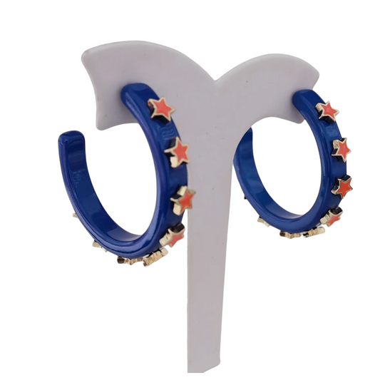 STAR EAR HOOP | ACCESSORIES EAR | BLUE AND ORANGE CHIC LOVE
