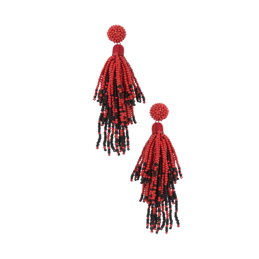 RED BLACK BEADED | EAR | BLACK AND RED CHIC LOVE
