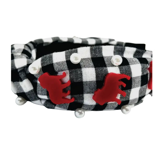 BULLDOG HEADBAND | HEADBAND ACCESSORIES | BLACK AND RED CHIC LOVE