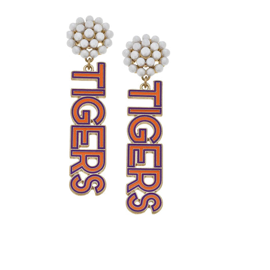 TIGERS PEARL | EARRINGAS | ORANGE AND BLUE CHIC LOVE