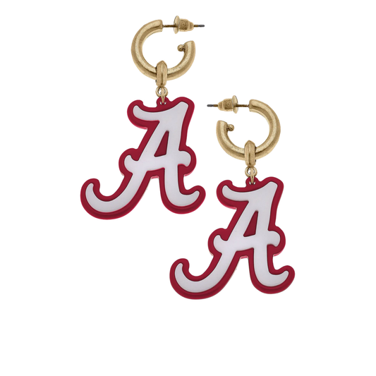 A HOOP ACRYLIC | EAR | CRIMSON AND WHITE CHIC LOVE