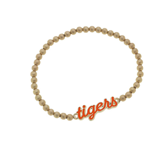 TIGERS STRETCH GOLD | BRACELET ACCESSORIES | ORANGE AND BLUE CHIC LOVE