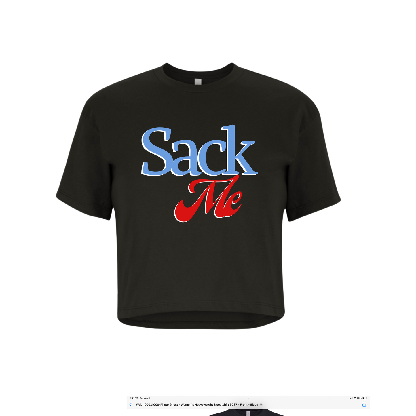 SACK ME | CROPPED BOX T-SHIRT | BLUE AND RED CHIC LOVE