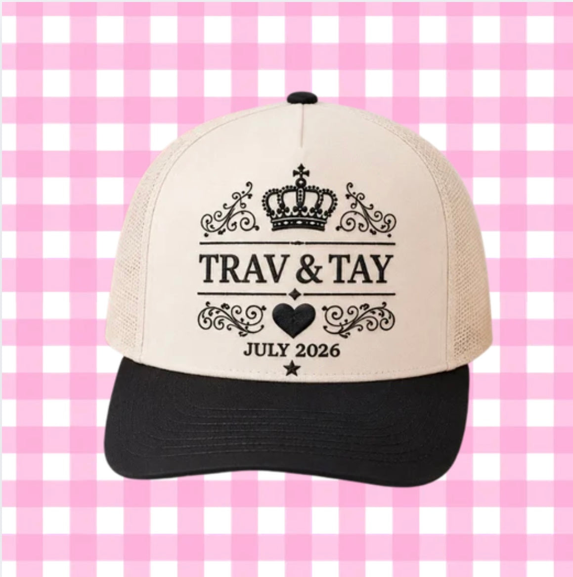 TRAV + TAY CROWN BLACK AND CREAM TRUCKER HAT | FOOTBALL LOVE STORY COLLECTION