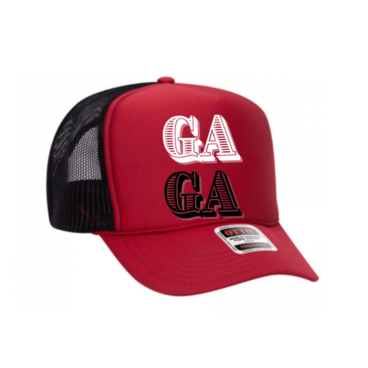GA GA TRUCKER | HAT | BLACK AND RED CHIC LOVE