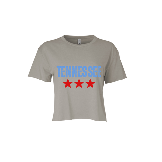 TENNESSEE STAR | CROPPED T-SHIRT | BLUE AND RED CHIC LOVE