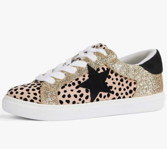 LEOPARD STAR SNEAKERS | SHOES | BLACK AND GOLD CHIC LOVE