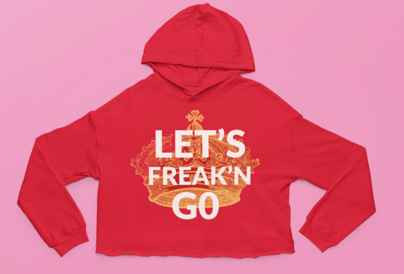 Let’s Freak’n Go Cropped Hoodie in Red/Yellow