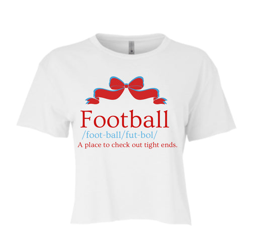 FOOTBALL BOW | CROPPED T-SHIRT | BLUE AND CHIC LOVE