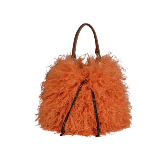 FURRY PURSE | PURSE| ORANGE AND WHITE CHIC LOVE