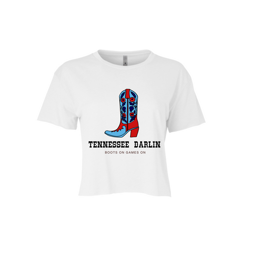 TENNESSEE DARLIN BOOT |CROPPED T=SHIRT | BLUE AND RED CHIC LOVE