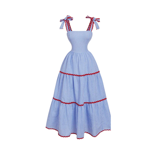 GINGHAM CHECK DRESS BLUE | DRESS | BLUE AND RED CHIC LOVE