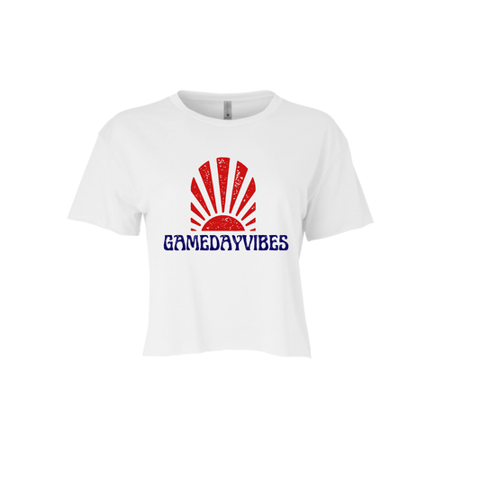 GAME DAY VIBES | CROPPED T-SHIRT |RED WHITE AND BLUE CHIC LOVE
